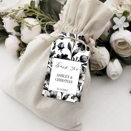 Zwart-wit  elegante huwelijksgunst cadeaulabel