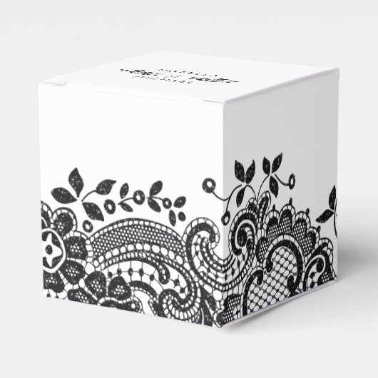 Zwart-wit elegante kant bruiloft gunst bedankdoosjes (Voorkant Zijde)