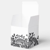Zwart-wit elegante kant bruiloft gunst bedankdoosjes (Geopend)