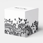 Zwart-wit elegante kant bruiloft gunst bedankdoosjes (Achterkant)