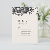 Zwart-wit elegante kanten bruiloft RSVP (Staand voorkant)