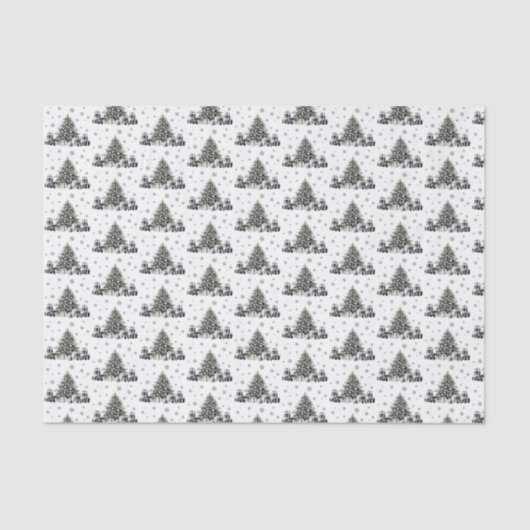 Zwart Wit Elegante Kerstboom Tissuepapier (Voorkant)