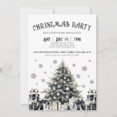 Zwart & Wit Elegante Kerstfeest Uitnodiging (Voorkant)