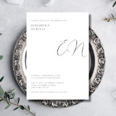 Zwart-wit elegante paar monogram bruiloft kaart