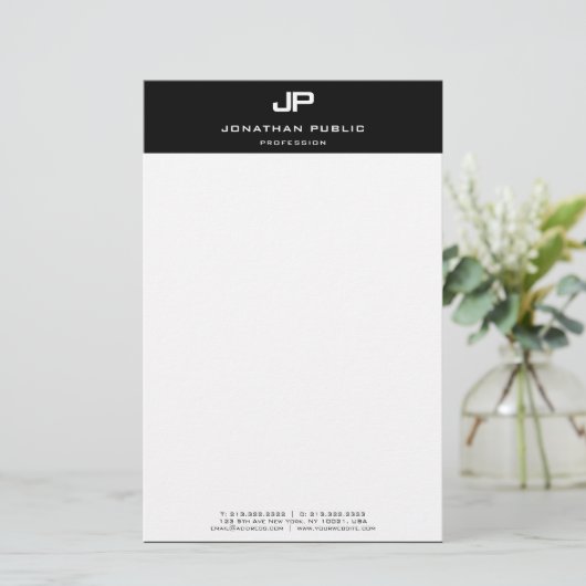 Zwart Wit Elegante Sjabloon Gepersonaliseerd Moder Briefpapier (Staand voorkant)