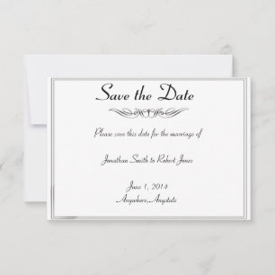 Zwart Wit Elegantie bruidegom Bruiloft Save the Da Date