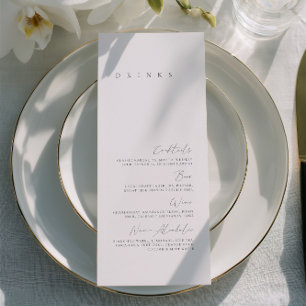 Zwart & Wit Ellegant Minimaal Huwelijksdrankmenu Menu