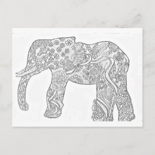 Zwart-wit ellephant-ontwerp briefkaart