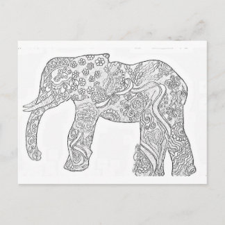 Zwart-wit ellephant-ontwerp briefkaart