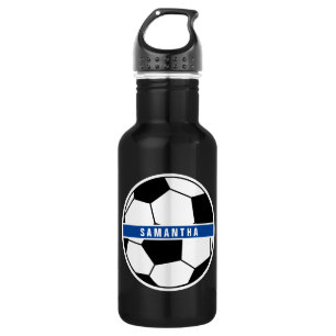 Zwart wit en blauw Football Sportmonogram Waterfles