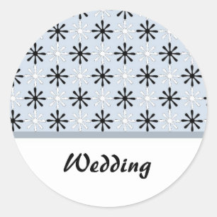 Zwart, Wit en Blauw Huwelijksthema Ronde Sticker