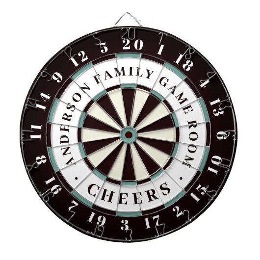 Zwart wit en blauw | Monogram spelruimte voor het  Dartbord (Voorkant)