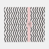 Zwart Wit en Blush Chevron Fleece Deken (Voorkant (Horizontaal))