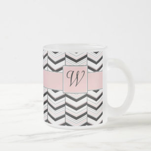 Zwart Wit en Blush Chevron Mok