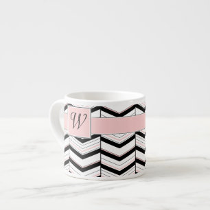 Zwart Wit en Blush Chevron Specialty Mok