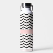 Zwart Wit en Blush Chevron Waterfles (Voorkant)