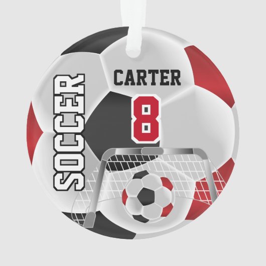 Zwart, wit en donkerrood, speciaal ontworpen ⚽ ornament (achterkant)