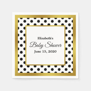 Zwart wit en Faux Gold Baby shower Servet
