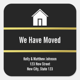 Zwart Wit en Faux Goud Bewegende Aankondiging Vierkante Sticker