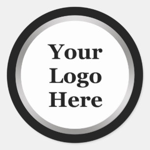 Zwart, Wit en Faux Silver Uw Logo Hier Ronde Sticker