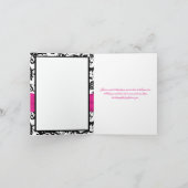 Zwart, Wit, en Fuchsia Damask Bedankkaart (Binnen)
