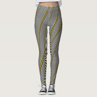 Zwart, wit en geel golvend leggings