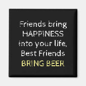 Zwart wit en geel met biercitaat magneet (Voorkant)