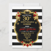 Zwart, Wit en Goud 30e Verjaardag Uitnodiging (Voorkant)