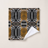 Zwart Wit en Goud Art Deco Handdoek Set (Wasdoekje)