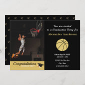 Zwart Wit en Goud Basketbal afstuderen Kaart (Voorkant / Achterkant)