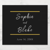 Zwart, wit en goud bruid & bruidegom bruiloft sparkling wijnetiket (Enkel label)