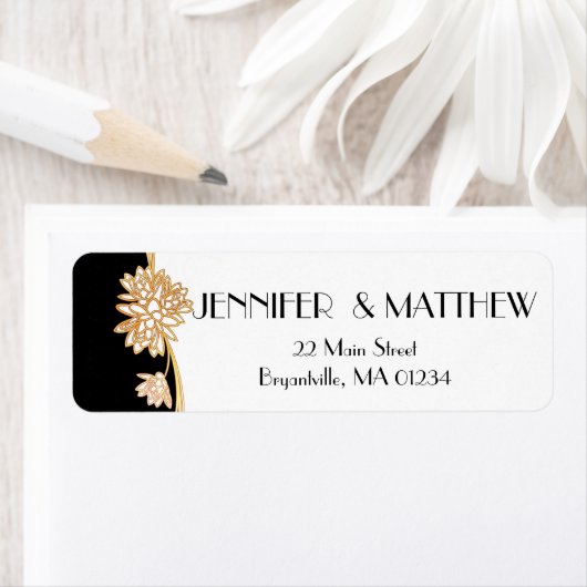 Zwart, Wit en Goud Bruiloft Collectie Label (Insitu)
