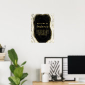 Zwart wit en goud geode geagate open balkbord poster (Thuiskantoor)