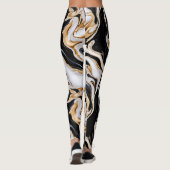Zwart, wit en goud marmeren effect AI Leggings (Achterkant)