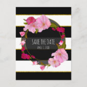 Zwart Wit en Goud Modern Bloemendesign Opslagkaart Aankondigingskaart (Voorkant)