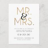Zwart, wit en goud Mr & Mrs Save The Date Aankondigingskaart (Voorkant)