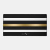 Zwart wit en goud strepen bureaumat (Voorkant)