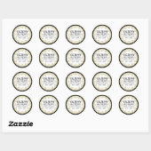 Zwart, Wit en GoudElegant Sla de datum op Ronde Sticker (Vel)