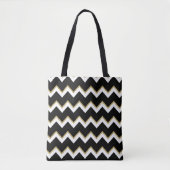 Zwart, wit en gouden Chevron Canvas tas (Voorkant)