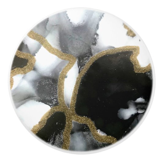 Zwart, wit en gouden knop | Moderne en grafische t (Voorkant)