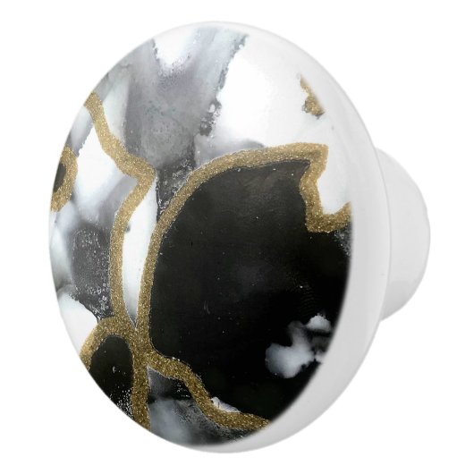 Zwart, wit en gouden knop | Moderne en grafische t (Rechts)