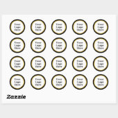 Zwart, wit en gouden Logo hier Sjabloon Ronde Sticker (Vel)