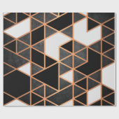 Zwart wit en gouden mozaïek cadeaupapier (Vlak)