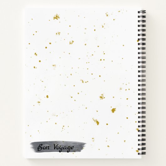 Zwart wit en gouden reisblad Planner RV Notitieboek (Achterkant)