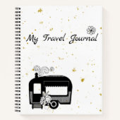 Zwart wit en gouden reisblad Planner RV Notitieboek (Voorkant)
