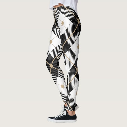Zwart wit en gouden speldenband leggings (Links)