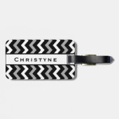 Zwart wit en grijs Chevron Print Patroon Bagagelabel (Achterkant horizontaal)
