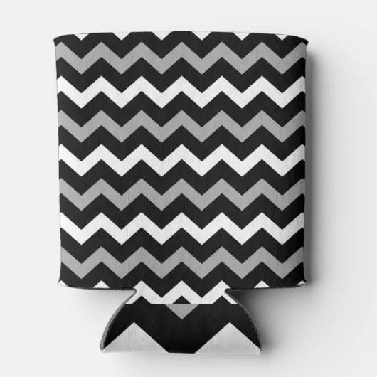 Zwart wit en grijs Chevron Print Patroon Blikjeskoeler (Achterkant)