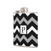 Zwart wit en grijs Chevron Print Patroon Heupfles (Links)