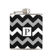 Zwart wit en grijs Chevron Print Patroon Heupfles (Voorkant)